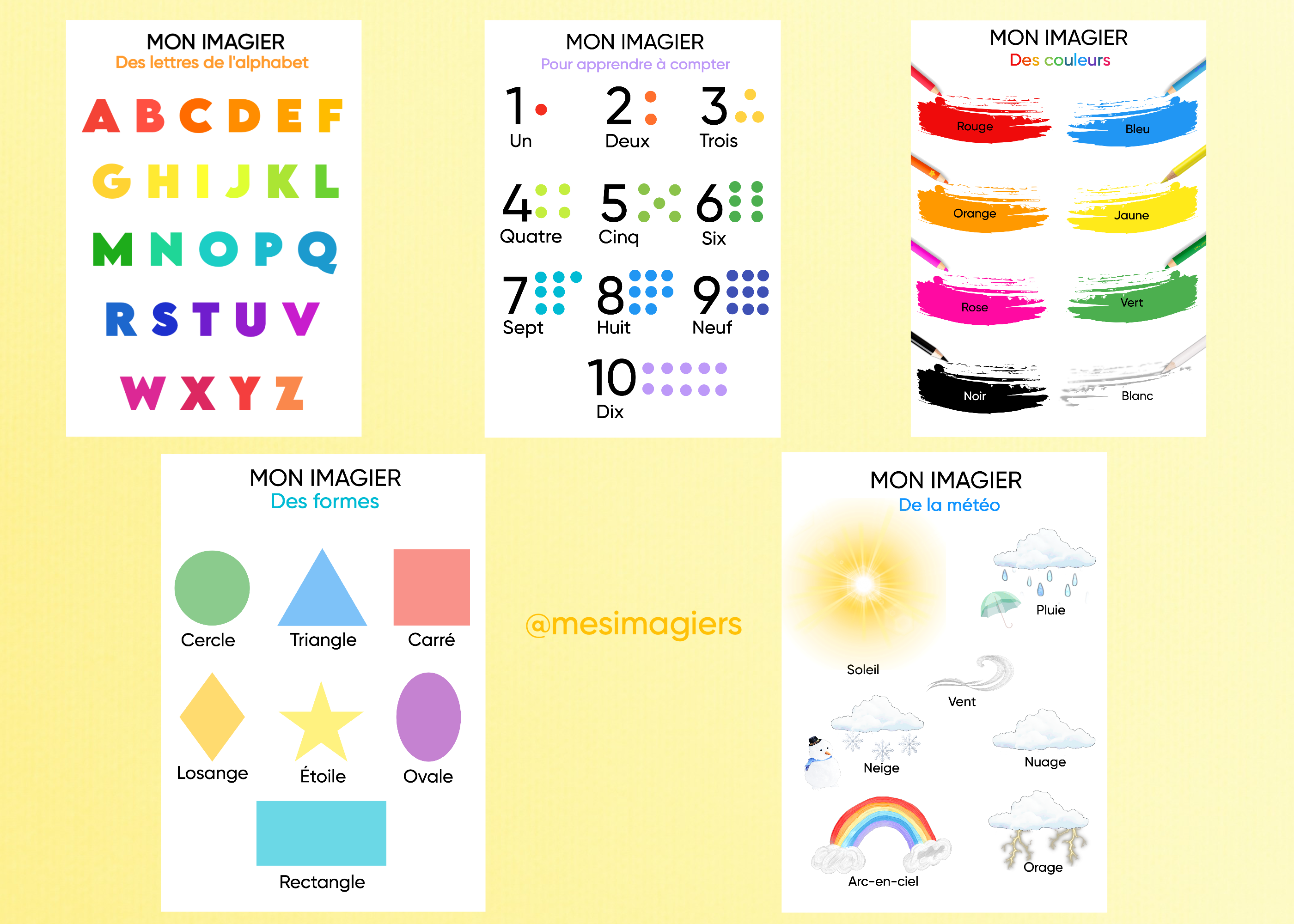 Lot de 5 Poster/Affiches éducative façon Montessori I Affiches pédagogique murale à imprimer I Posters d'apprentissage I Décoration enfant