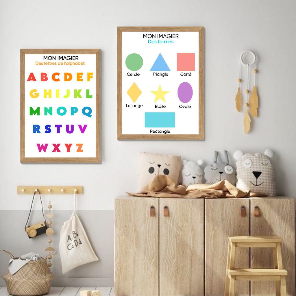 Lot de 5 Poster/Affiches éducative façon Montessori I Affiches pédagogique murale à imprimer I Posters d'apprentissage I Décoration enfant