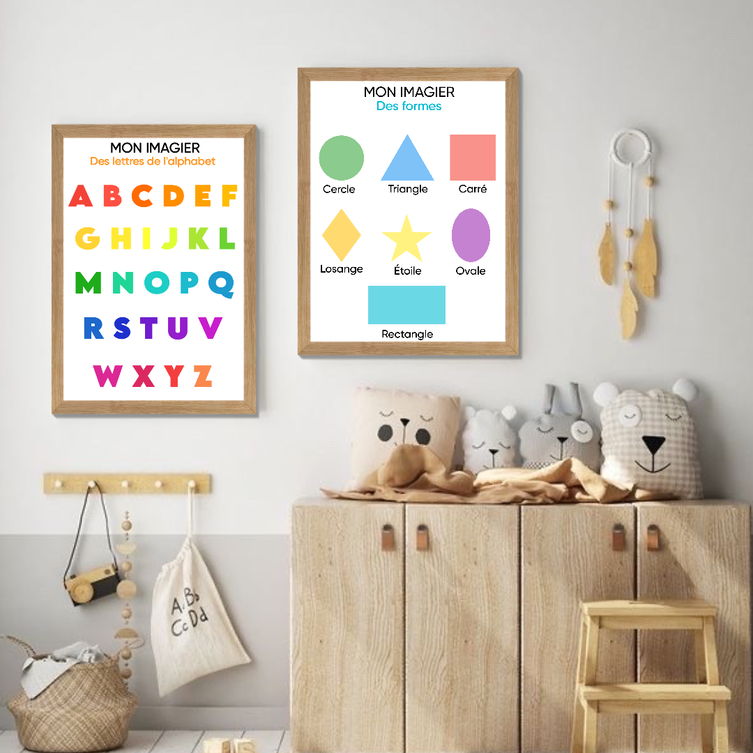 Lot de 5 Poster/Affiches éducative façon Montessori I Affiches pédagogique murale à imprimer I Posters d'apprentissage I Décoration enfant