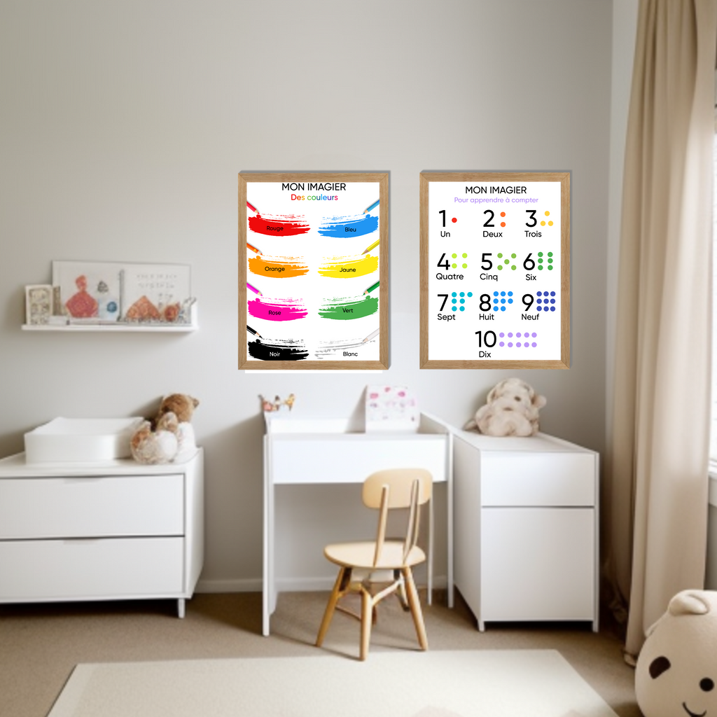 Lot de 5 Poster/Affiches éducative façon Montessori I Affiches pédagogique murale à imprimer I Posters d'apprentissage I Décoration enfant