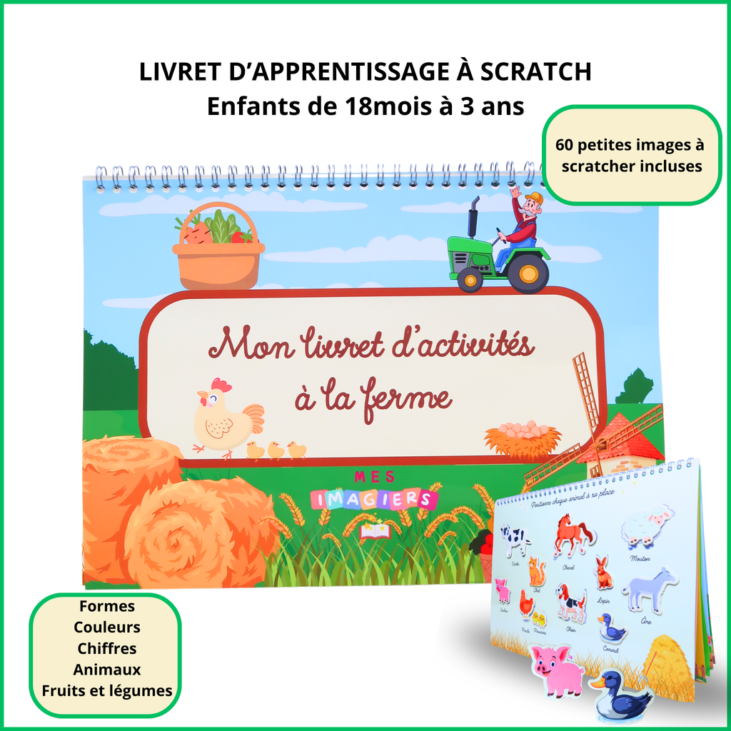 Livret d’activités à scratcher - LA FERME (18mois-3ans)
