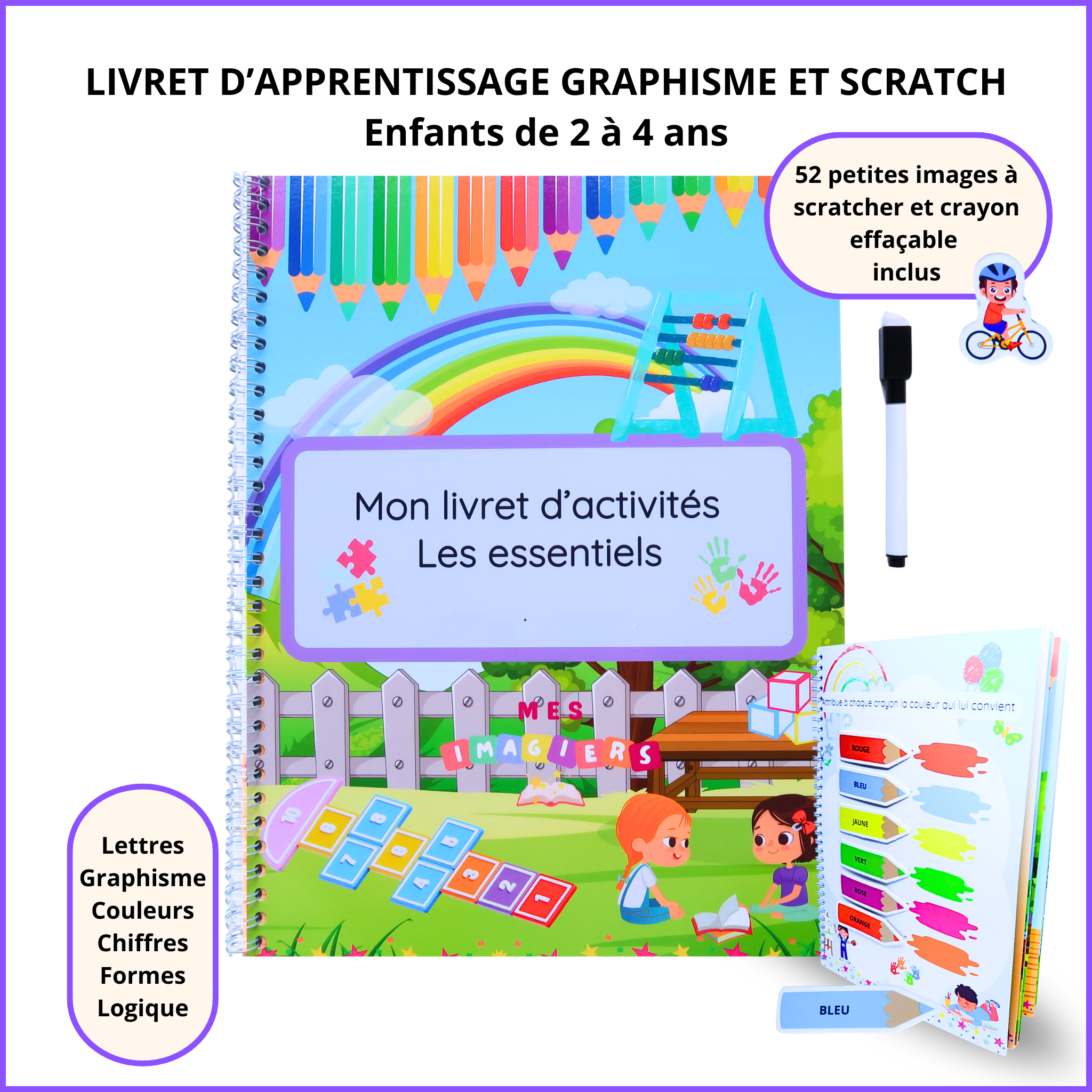 Livret d’activités à scratcher - LES ESSENTIELS (18mois-4ans)